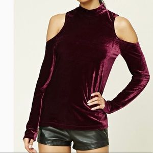 Velvet cold shoulder top